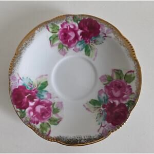 Royal Halsey Very Fine Saucer Pink Roses Gold Trim Japan 5.75"